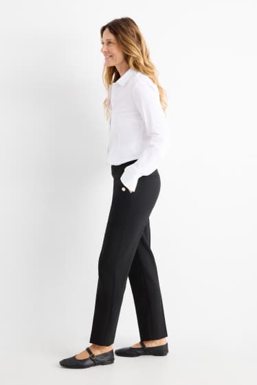 Damen - Stoffhose - High Waist - Tapered Fit - schwarz