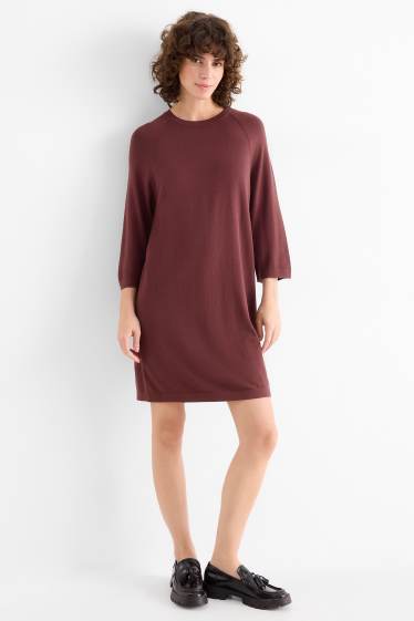 Dámské - Pletené šaty - straight fit - bordeaux