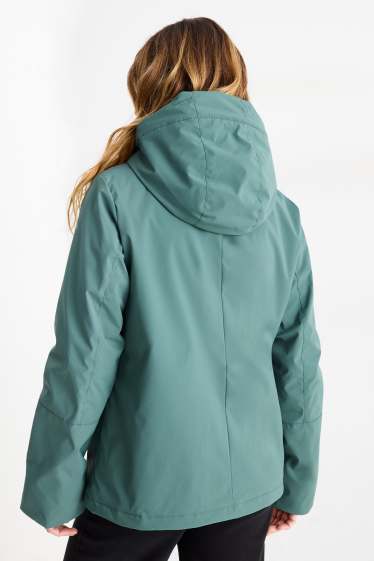 Donna - Giacca con cappuccio - foderata - idrorepellente - verde