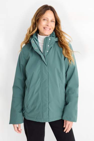 Donna - Giacca con cappuccio - foderata - idrorepellente - verde