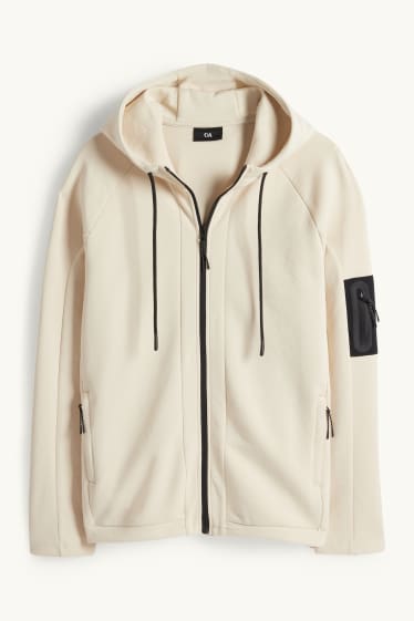 Heren - Sweatvest met capuchon - licht beige