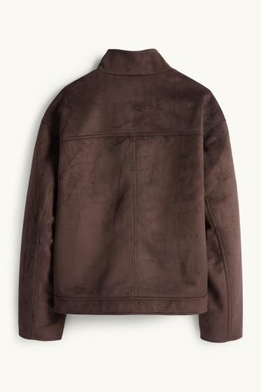 Herren - Jacke - Velourslederimitat - dunkelbraun