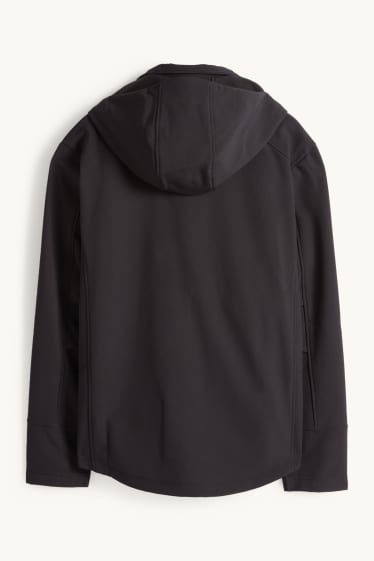 Hommes - Veste à coquille souple avec capuche - déperlante - noir