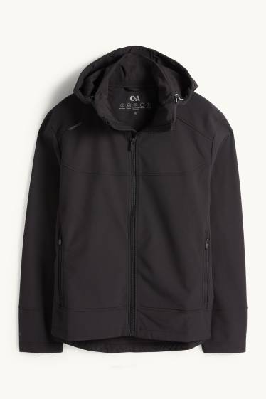 Hommes - Veste à coquille souple avec capuche - déperlante - noir