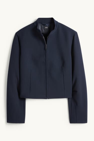 Femei - Blazer crop supradimensionat - albastru închis