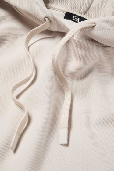 Femmes - Sweat à capuche - finition côtelée - beige clair