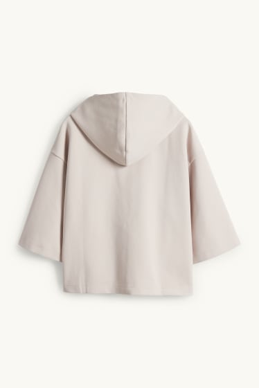 Femmes - Sweat à capuche - finition côtelée - beige clair
