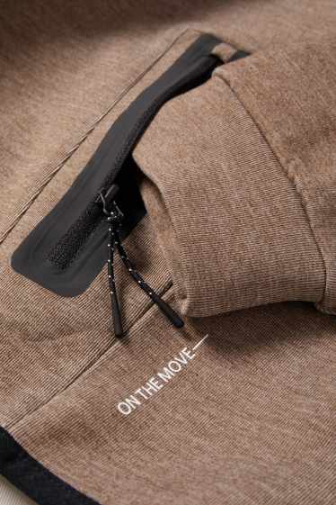 Hommes - Sweat zippé en molleton avec capuche - marron