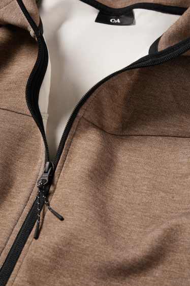 Hommes - Sweat zippé en molleton avec capuche - marron