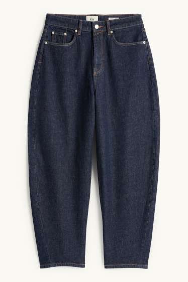 Femei - Barrel jeans - talie înaltă - denim-albastru închis