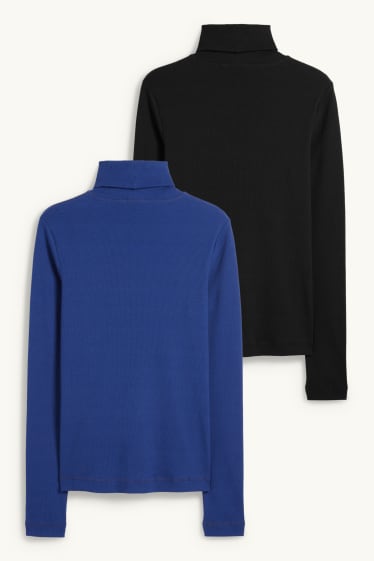 Femei - Multipack 2 buc. - bluză cu guler rulat - reiată - albastru / negru