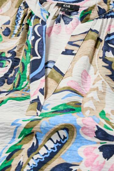 Kobiety - Bluzka z dekoltem V - ze wzorem - kremowobiały