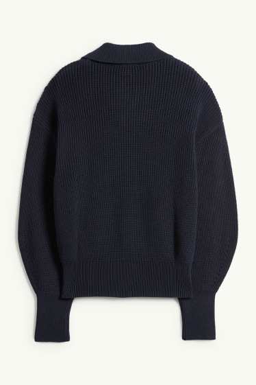 Femei - Cardigan tricotat - reiat - albastru închis