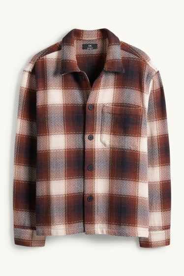 Uomo - Giacca a camicia - relaxed fit - a quadri - marrone