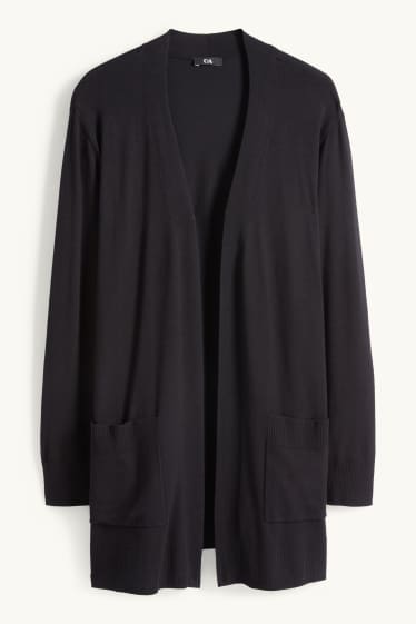 Damen - Lange Strickjacke - schwarz