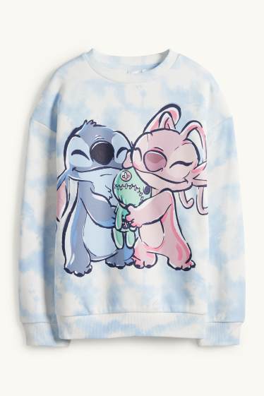 Kinder Mädchen - Lilo & Stitch - Sweatshirt - gemustert - weiss / hellblau