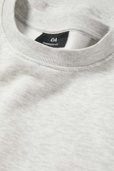 Pánské - Oversized mikina - světle šedá-žíhaná