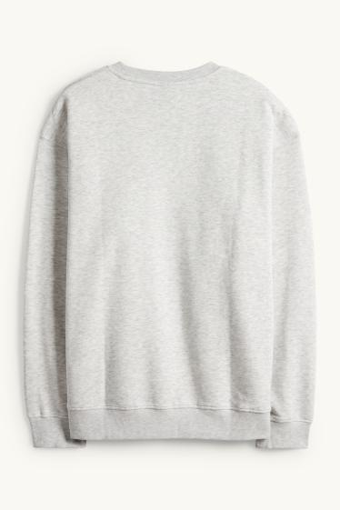 Pánské - Oversized mikina - světle šedá-žíhaná