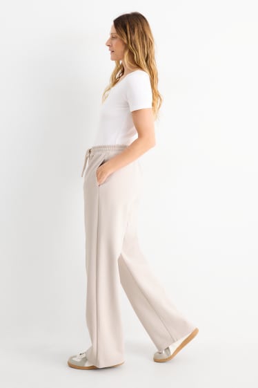 Dames - Joggingbroek - geribd - licht beige