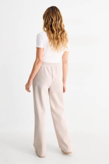 Dames - Joggingbroek - geribd - licht beige