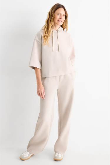 Dames - Joggingbroek - geribd - licht beige