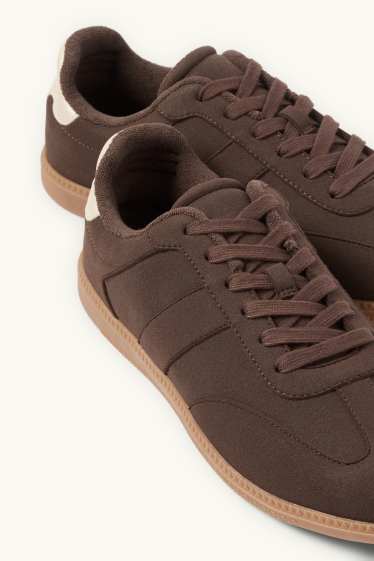 Men - Trainers - faux leather - dark brown
