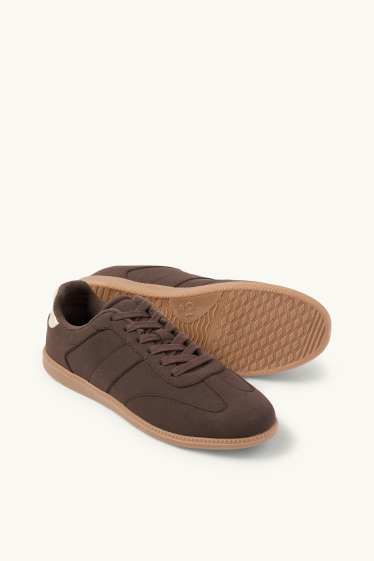 Men - Trainers - faux leather - dark brown