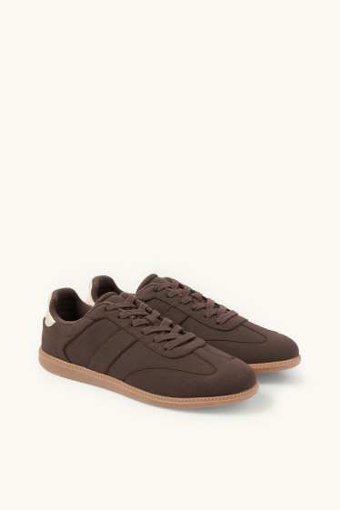 Men - Trainers - faux leather - dark brown