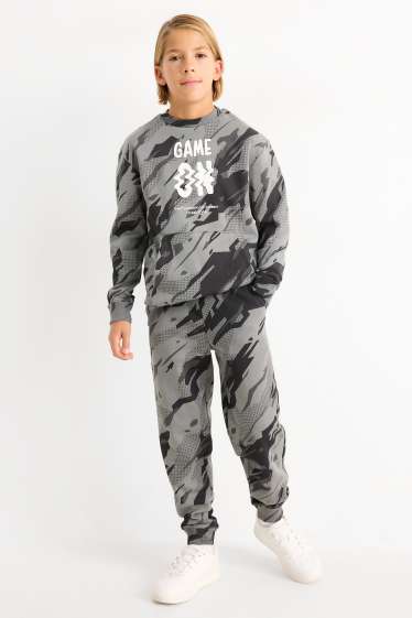 Enfants garçons - Pantalon de jogging - à motif - gris / noir