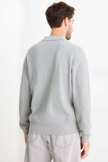 Herren - Pullover - gerippt - hellgrau