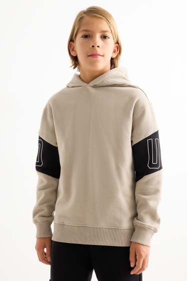 Enfants garçons - Ensemble - sweat à capuche et veste matelassée - 2 pièces - noir / beige