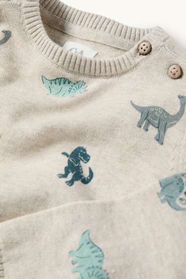 Neonati - Dinosauro - maglione per neonati - beige chiaro