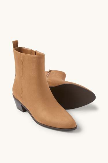 Femmes - Ankle Boots - faux suède - marron clair