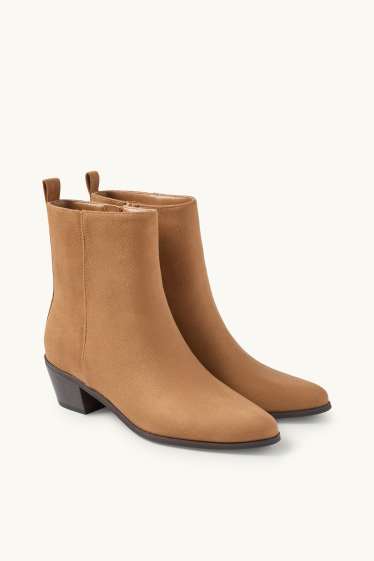 Femmes - Ankle Boots - faux suède - marron clair