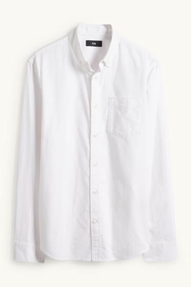 Pánské - Košile - regular fit - button-down - krémově bílá