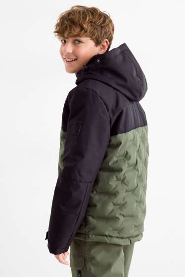 Children Boys - Ski jacket with hood - water-repellent - dark green