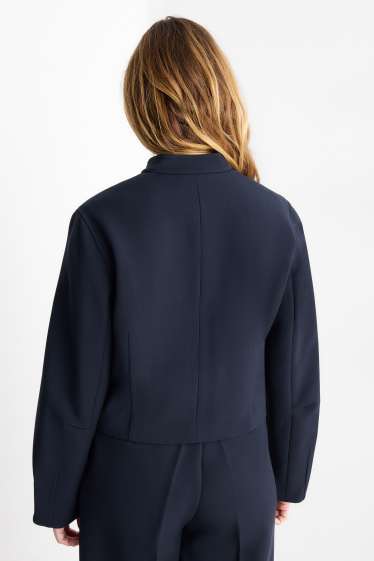 Femei - Blazer crop supradimensionat - albastru închis