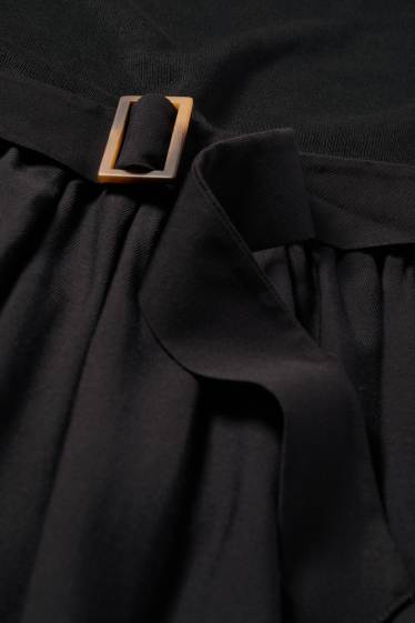 Dames - Fit & flare-jurk met ceintuur - zwart