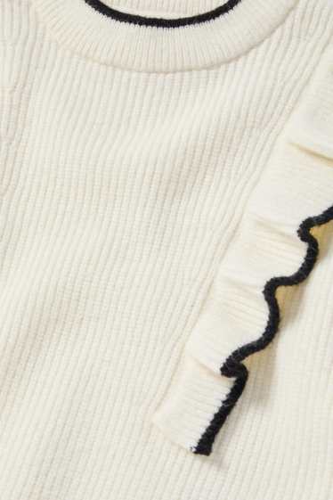 Enfants filles - Pull - finition côtelée - blanc crème