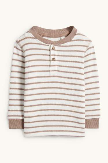 Miminka - chlapci - Tričko s dlouhým rukávem pro miminka - pruhované - strukturované - krémově bílá