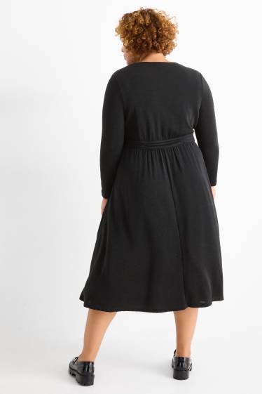 Damen - Wickelkleid - schwarz