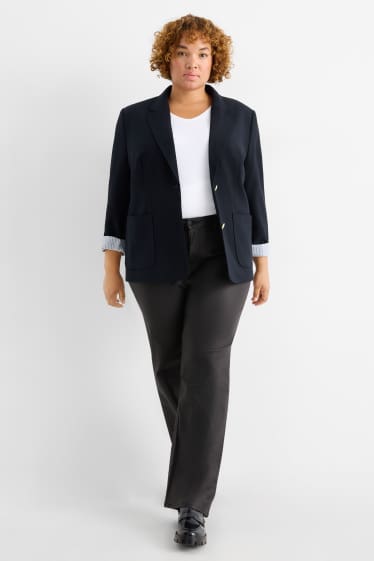 Damen - Stoffhose - High Waist - Wide Leg - schwarz