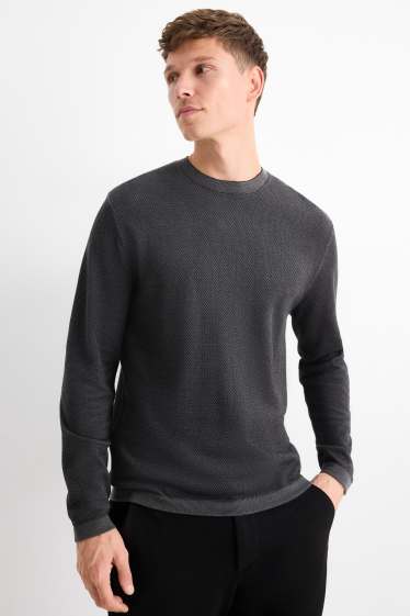 Men - Jumper - textured - black