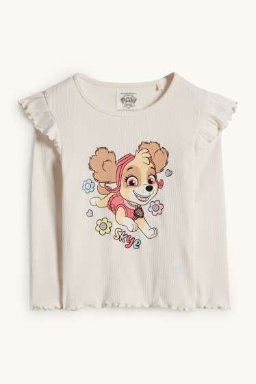 Enfants filles - Pat' Patrouille - Stella - haut à manches longues - finition côtelée - finition brillante - blanc crème