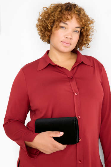 Dames - Fluwelen schoudertas met afneembare draagriem - zwart