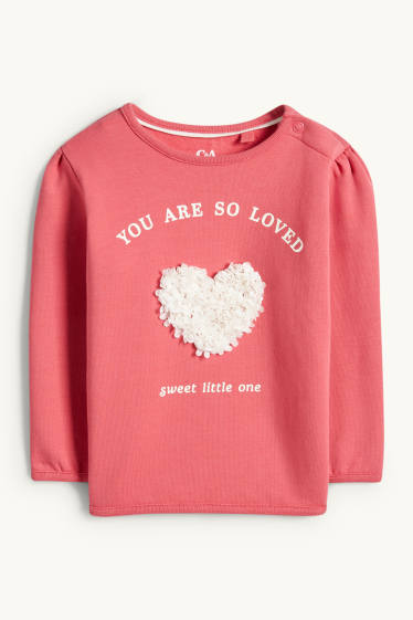 Bebeluși - fete - Inimioare - compleu bebeluși - 2 piese - roz închis