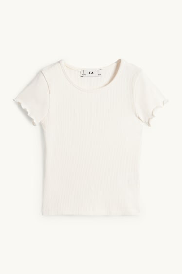 Bambine - Motivo cuori - set - t-shirt e salopette di jeans - 2 pezzi - fucsia