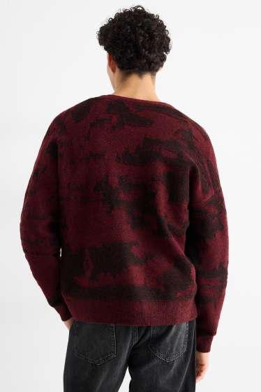 Hombre - Cárdigan - estampado - burdeos