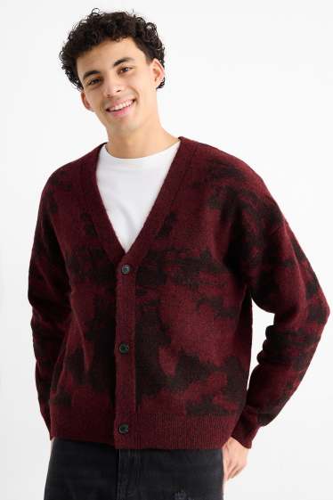 Hombre - Cárdigan - estampado - burdeos