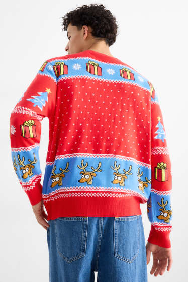 Hommes - Pull de Noël - Les Simpson - rouge